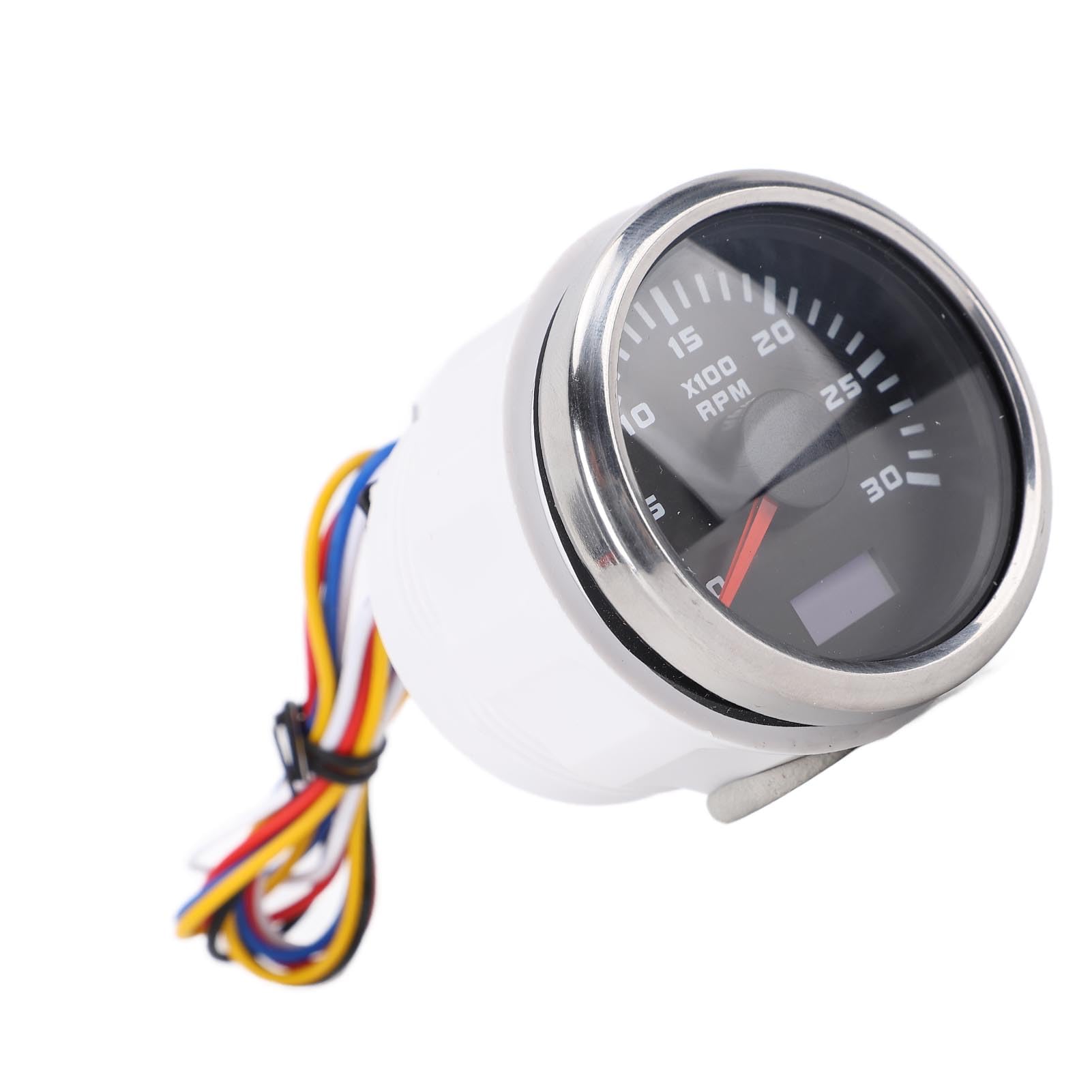 Conta Giri Universale, Tachimetro Elettromeccanico con Display Retroilluminato 52mm 0-3000 Giri/min per Camion, Barche, Motori, Veicoli a Benzina (Quadrante Nero Lunetta Argento)