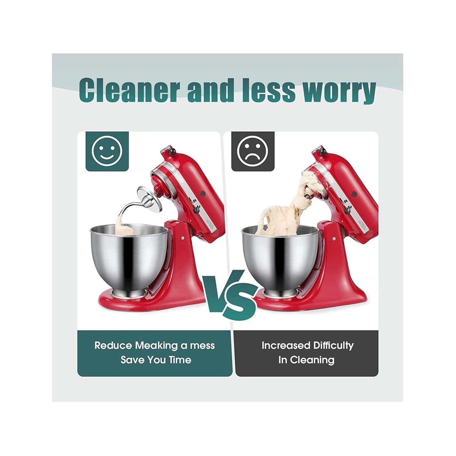 Hak do wyrabiania ciasta ze stali nierdzewnej K45DH 4,5-5Q, kompatybilny z akcesoriami do miksera z odchylaną głowicą, kompatybilny z KitchenAid