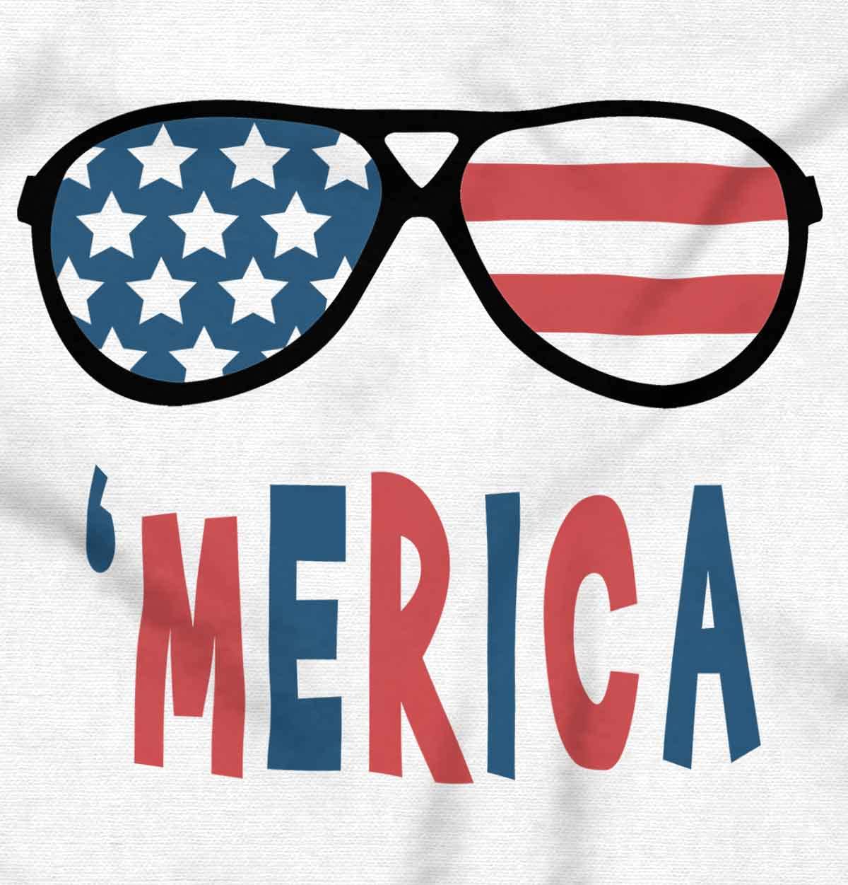 Brisco Brands Funny American Flag Glasses 4th July Baby Romper Boys or Girls