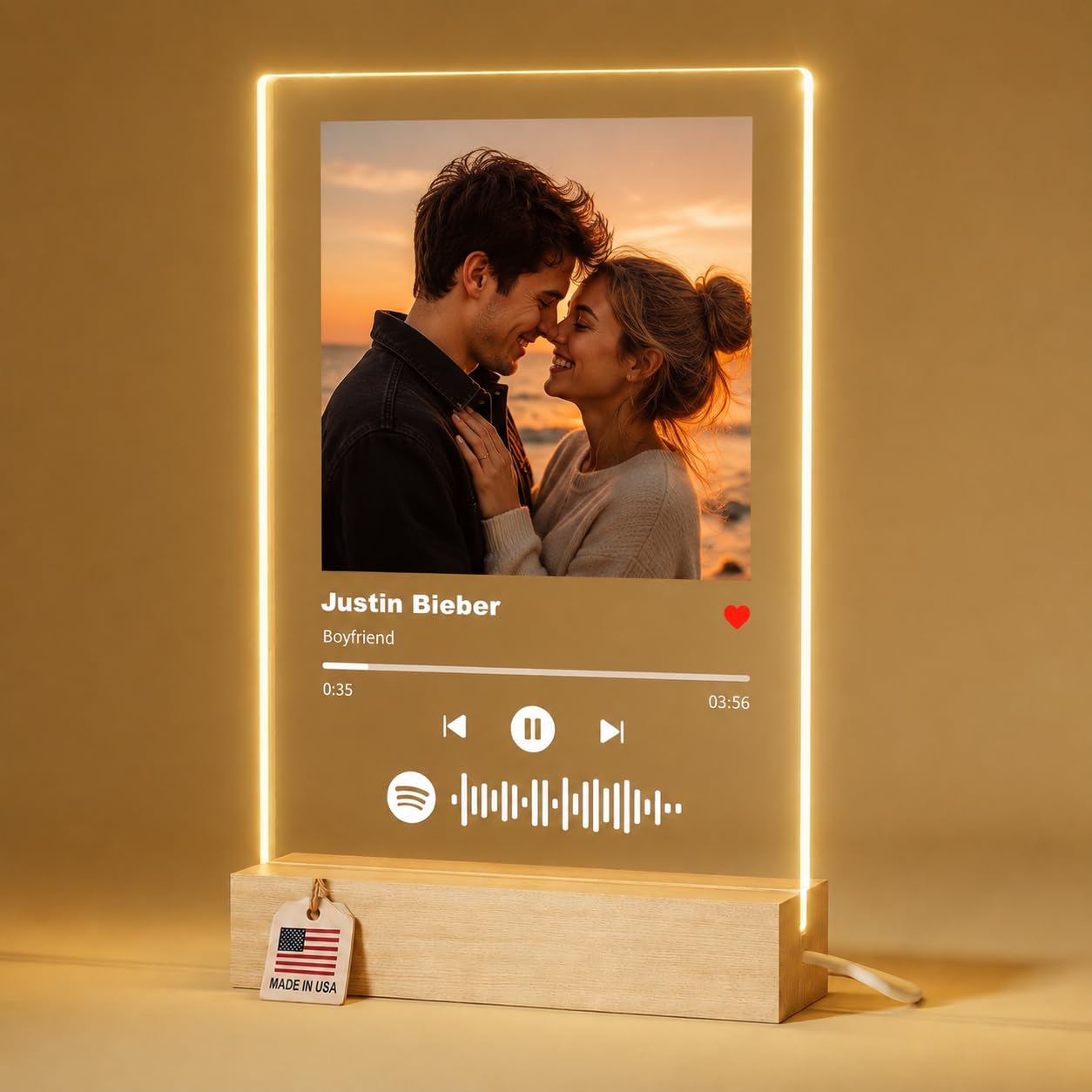 Personalized Gifts for Women Men - Acrylic Spotify Song Plaque - Spotify Plaque Custom Photo Gifts for Boyfriend Girlfriend - Customized Gifts for Him Her