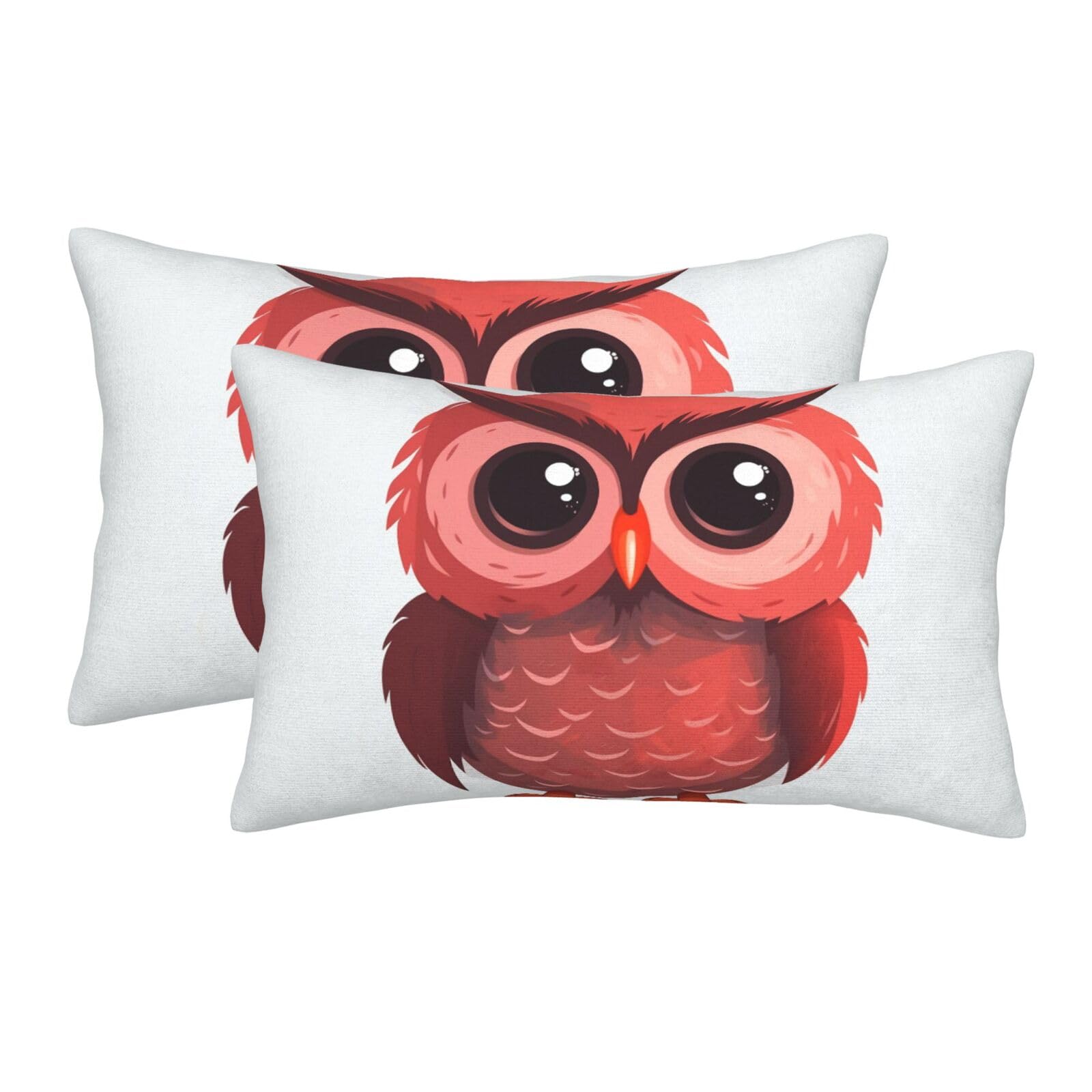 2 Pack Pillow Cases with Hidden Zipper, Soft Breathable Pillow Covers for Hair and Skin, Cute red owl Pillowcases 20"x30" Bed Pillow Protectors Cover for Sleeping Gifts