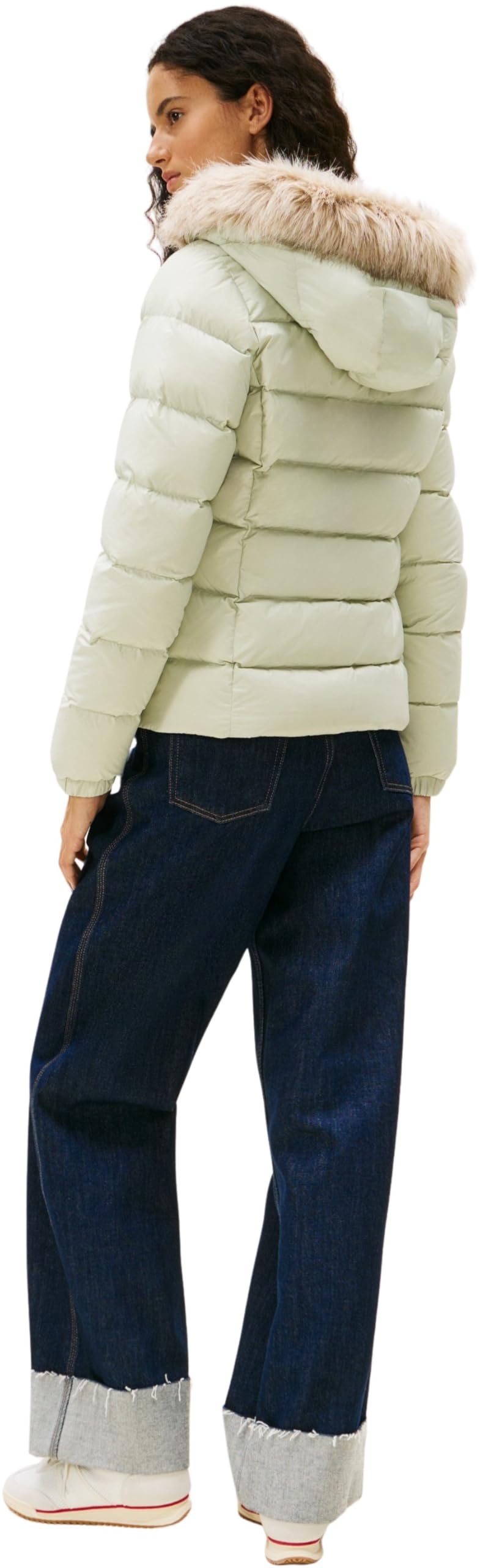 Tommy Jeans Damen Pufferjacke Basic Hooded Down Jacket mit Kapuze, Grün (Misty Sage), S – Ansicht 2