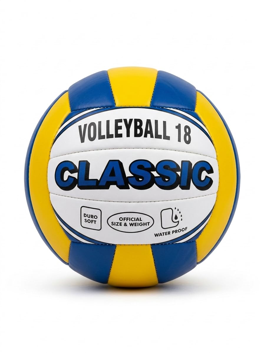 Official Size 5 Volleyball, Blue Yellow and White, Soft Touch Training Ball for Indoor Outdoor Beach-image-3