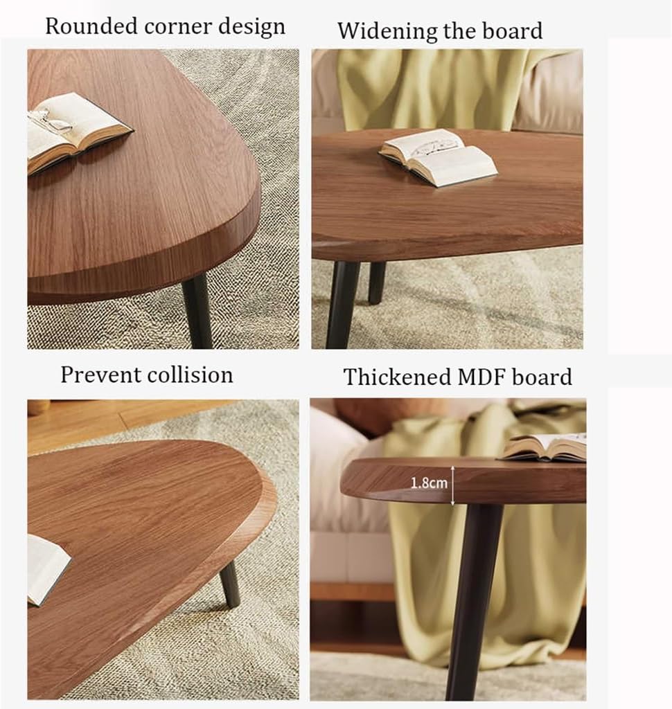 Sofa Side Table Set, Living Room Nesting Coffee Desk，(MDF+Iron Legs) Leisure Tea Table, for Small Apartment Balcony(F)