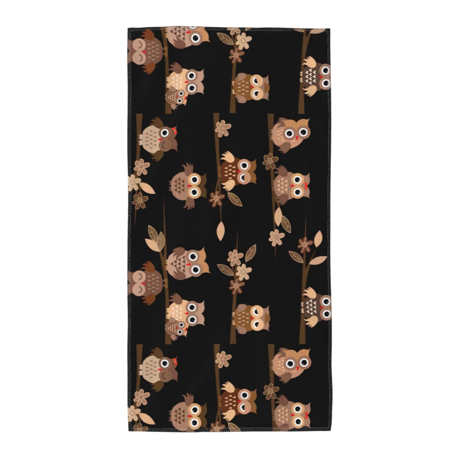 Oazcvbnn Unisex Black Cute Brown Cartoon Owls Print Extra Long Beach Towel Soft Comfortable Quick-Dry Gym Hiking Picnics Swimming