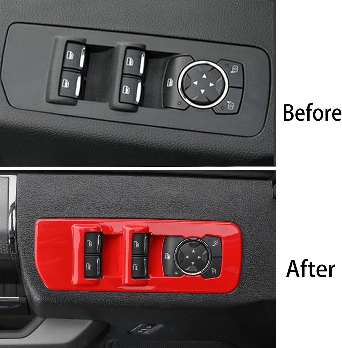 Keptrim for F-150 Window Lift Switch Door Lock Trim for 2015 2016 2017 2018 2019 2020 Ford F150, ABS Red, 4pcs