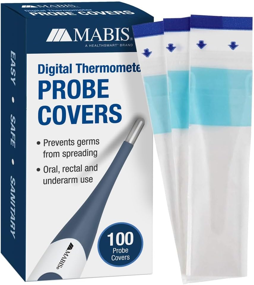MABIS Disposable Probe Covers for Digital Thermometers, Box of 100, FSA Eligible, Can be Used Orally, Rectally or Under the Arm