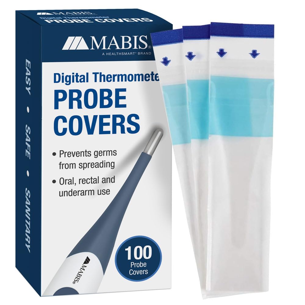 MABIS Disposable Probe Covers for Digital Thermometers Box of 100 FSA Eligible Can be Used Orally Rectally or