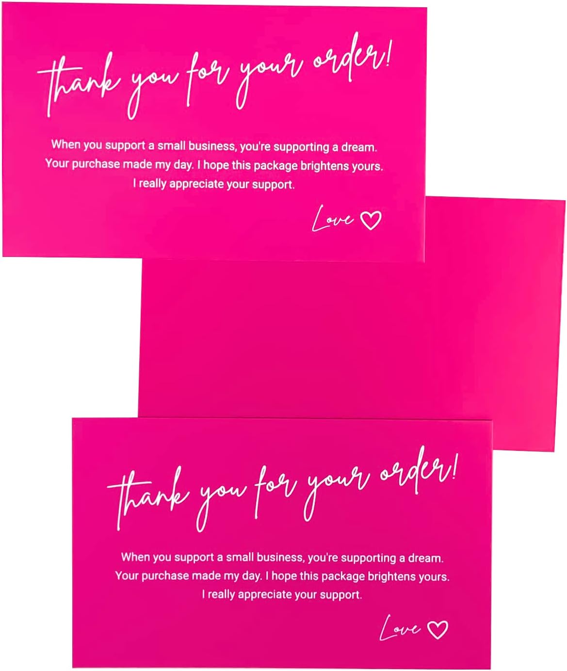 RXBC2011 Thank you for the support card Appreciation Notes Thanks card Package Insert for online business pack of 100 Letter print Hot pink - Image 5