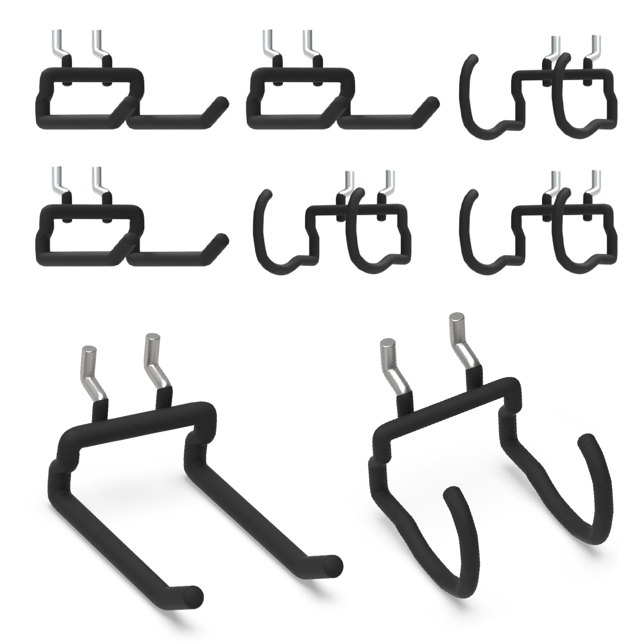 8-Pack Heavy Duty Pegboard Drill Holder &amp; Utility Hooks Set