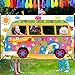 60's Hippie Bus Photo Prop 60s Party Decorations Large Fabric Retro Groovy Van Prop Hippie Selfie Frame Backdrop Background Banner Birthday Party Supplies Retro 60s 70s Party Favors 65.8 x 35.4 Inch