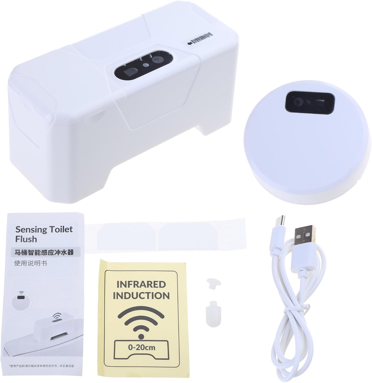 Touchless Toilet Flush Sensing Toilet Flush Sensor-Aid Toilet Motion Sensor Automatic Flush Button On-Touch Flush Switch Automatic Toilet Flusher Powered Toilet Flusher Infrared-sensor Toilet