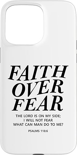 Vista 73 de Funda para iPhone 12 Pro Max Faith Over Fear Bible Verse Christian Religious Men Women