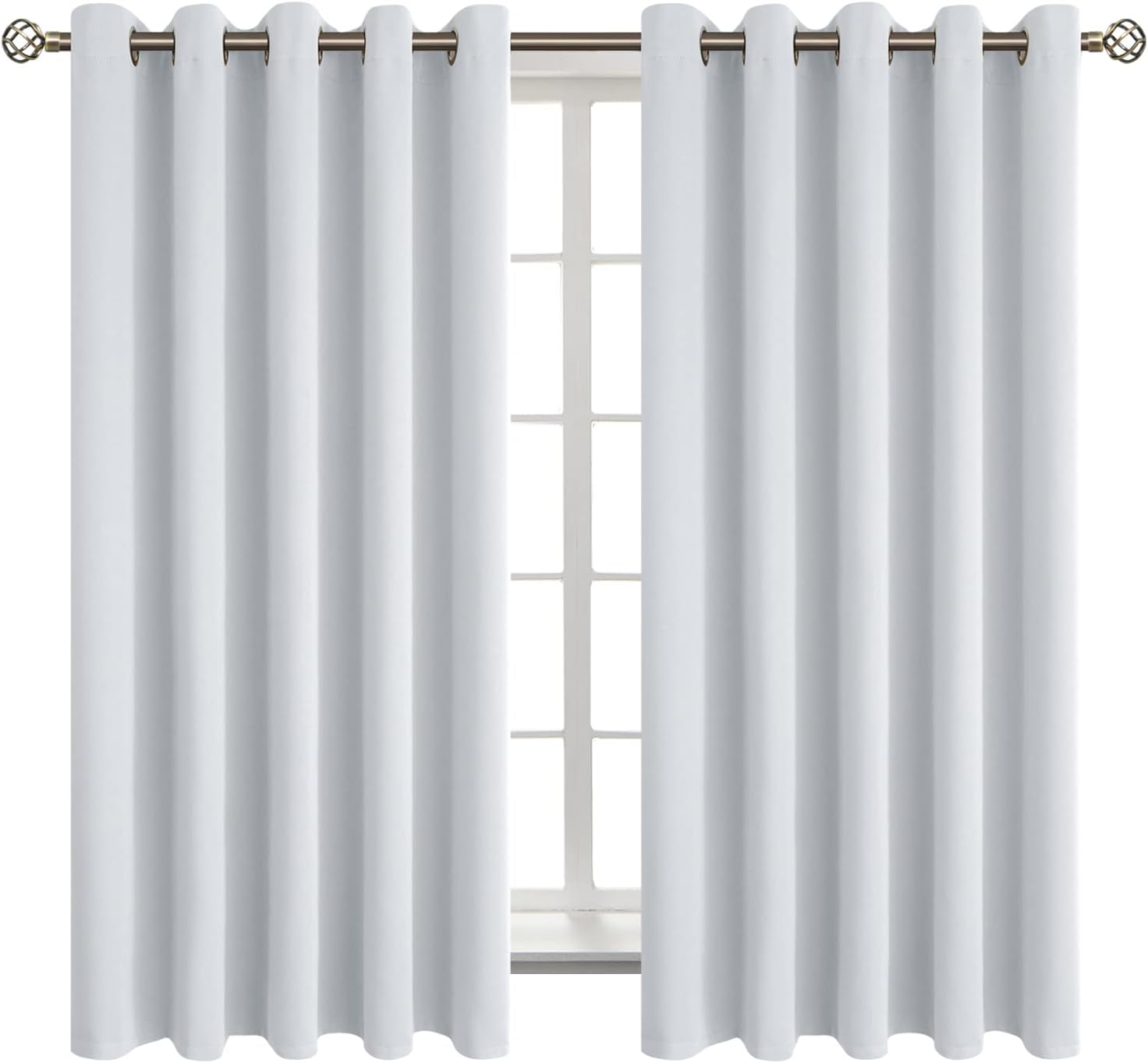 BGment Room Darkening Curtains 63 Inches Long - Grommet Thermal Insulated Drapes Window Treatment Curtains for Bedroom, 2 Panels, 70 x 63 Inch, Greyish White