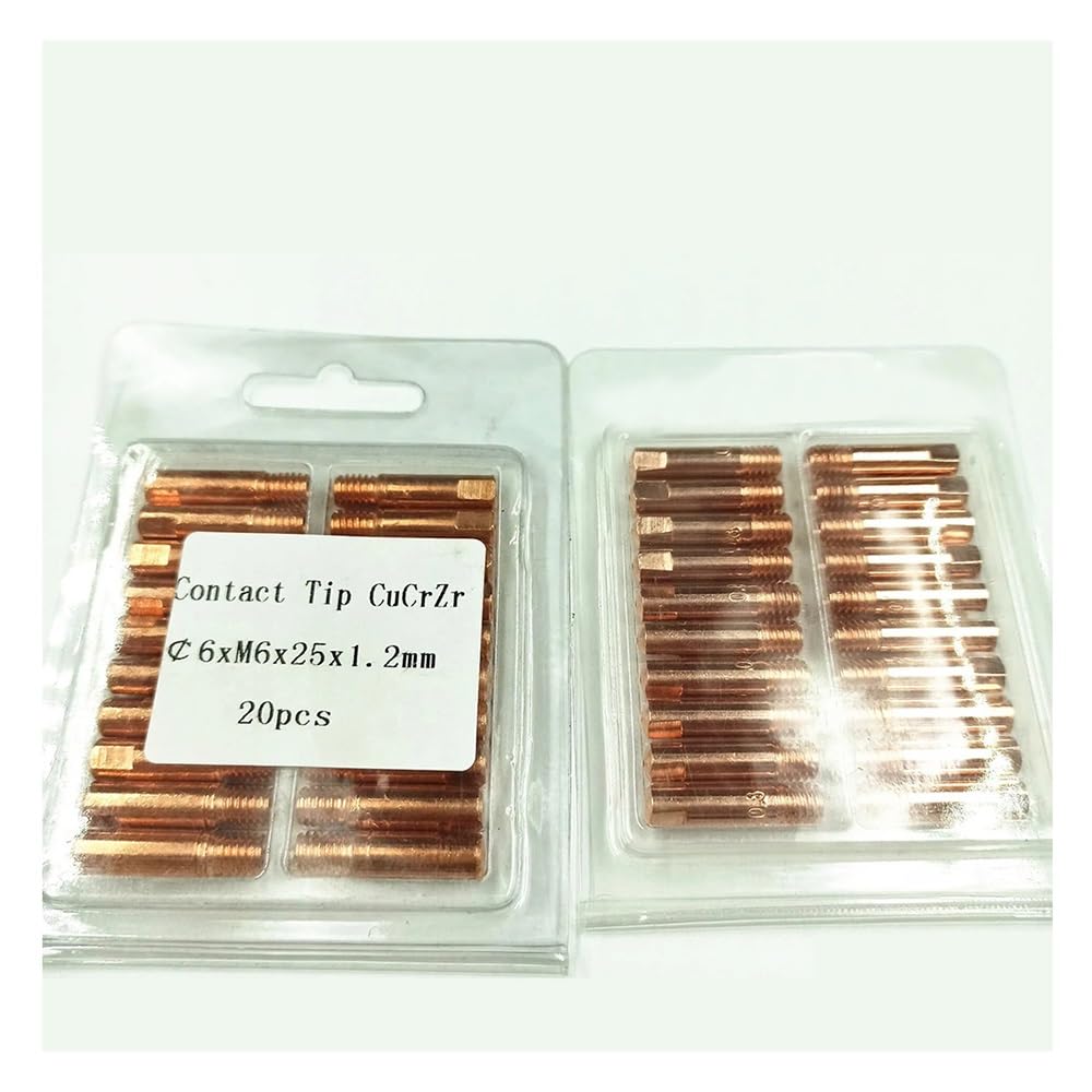 Tube de contact 15AK CuCrZr M6x25mm pour torche de soudage MIG MAG - Lot de 20 pièces