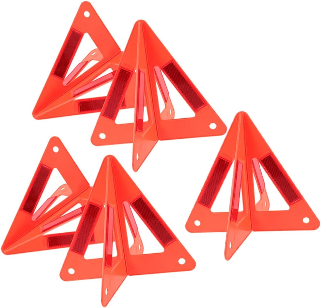 TIDTALEO 5pcs Emergency Reflective Warning Triangle Kit Portable Safety Triangles for Vehicles Design High Visibility Roadside Sign Easy to Carry and Install for Breakdown Situations