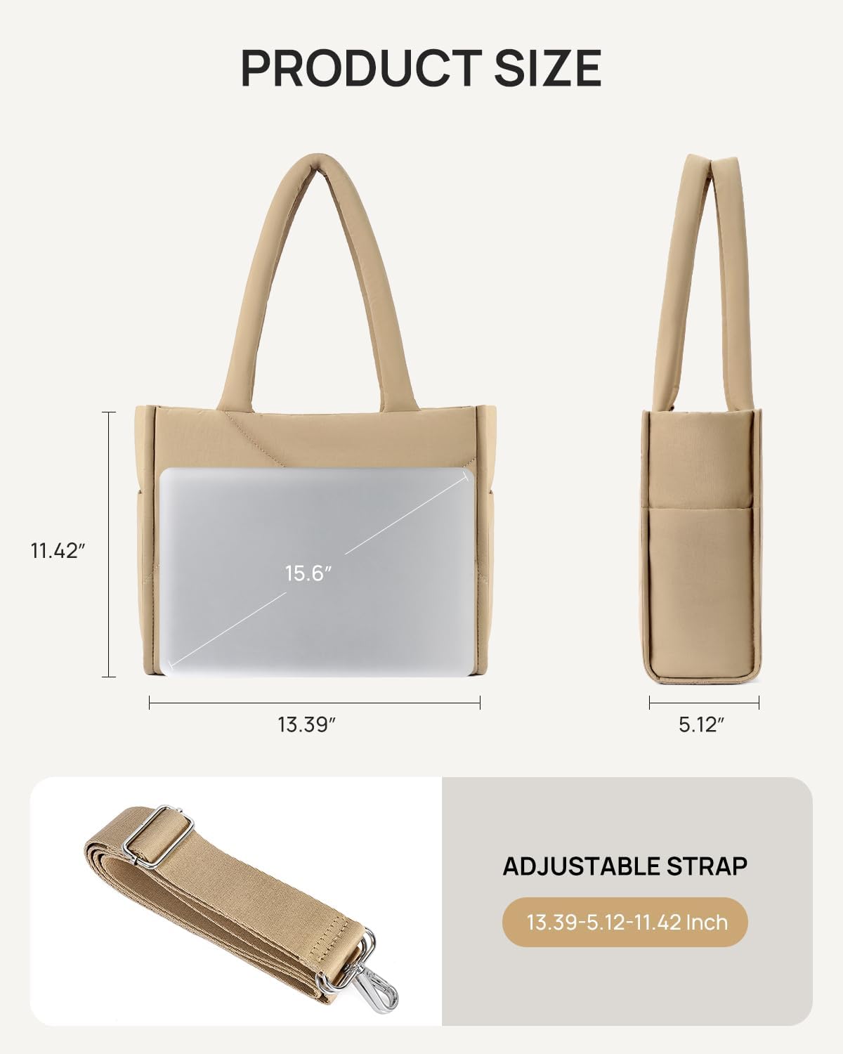 Telena Tote Bag for Women Puffer Bags Quilted Carryall Shoulder Handbag Lightweight for Travel Work Gym - Image 7