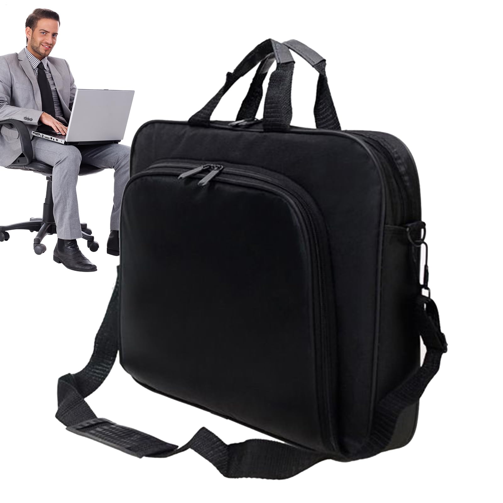 Bolsa para laptop impermeable negra con compartimentos 8