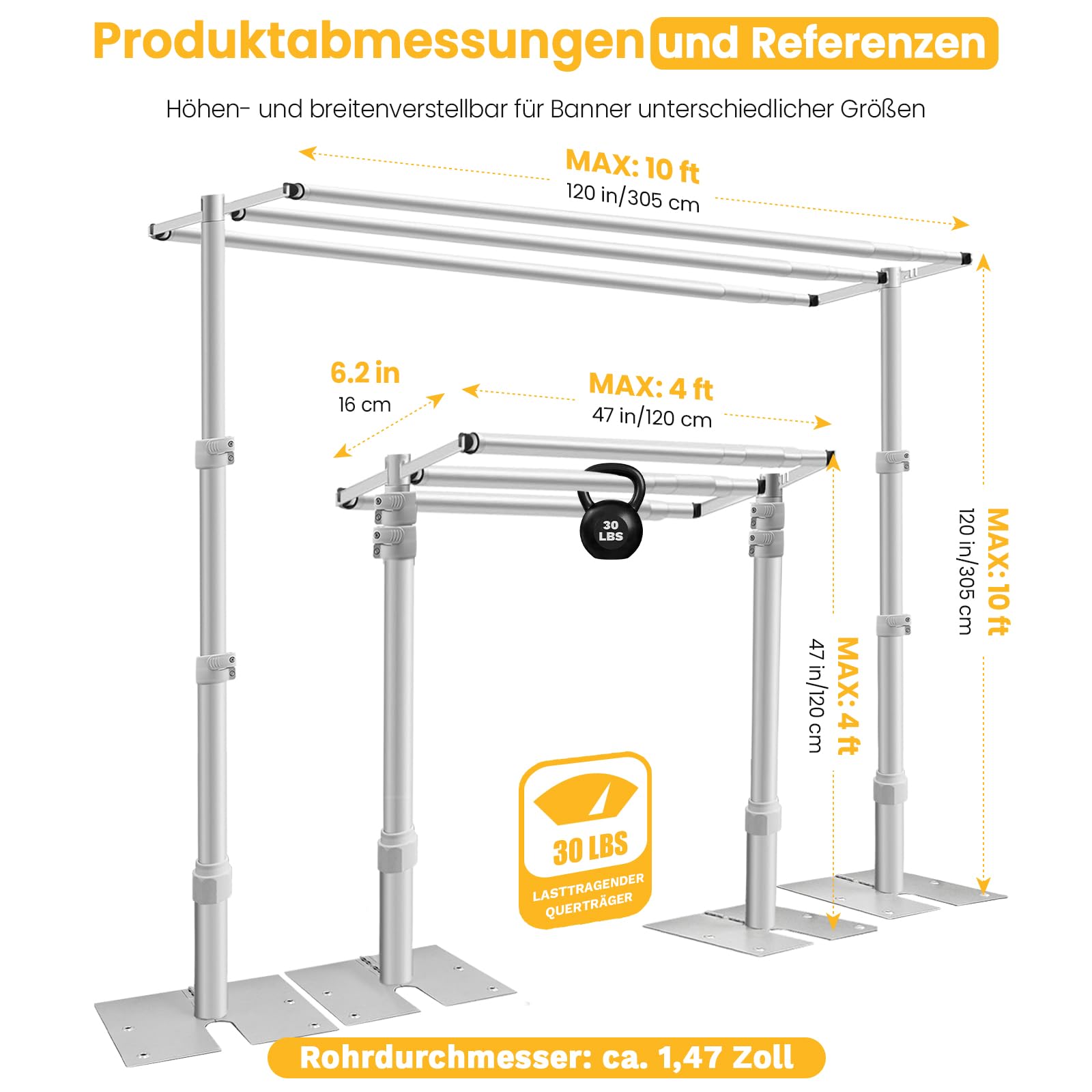 Jiang&Rong 3x3m Foto Hintergrundständer Mit DREI Querstangen, Verstellbar