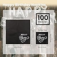 Vista 4 de Servilletas de papel desechables para fiesta de cumpleaños con lámina dorada, decoraciones de feliz cumpleaños, paquete de 100, servilletas de 3