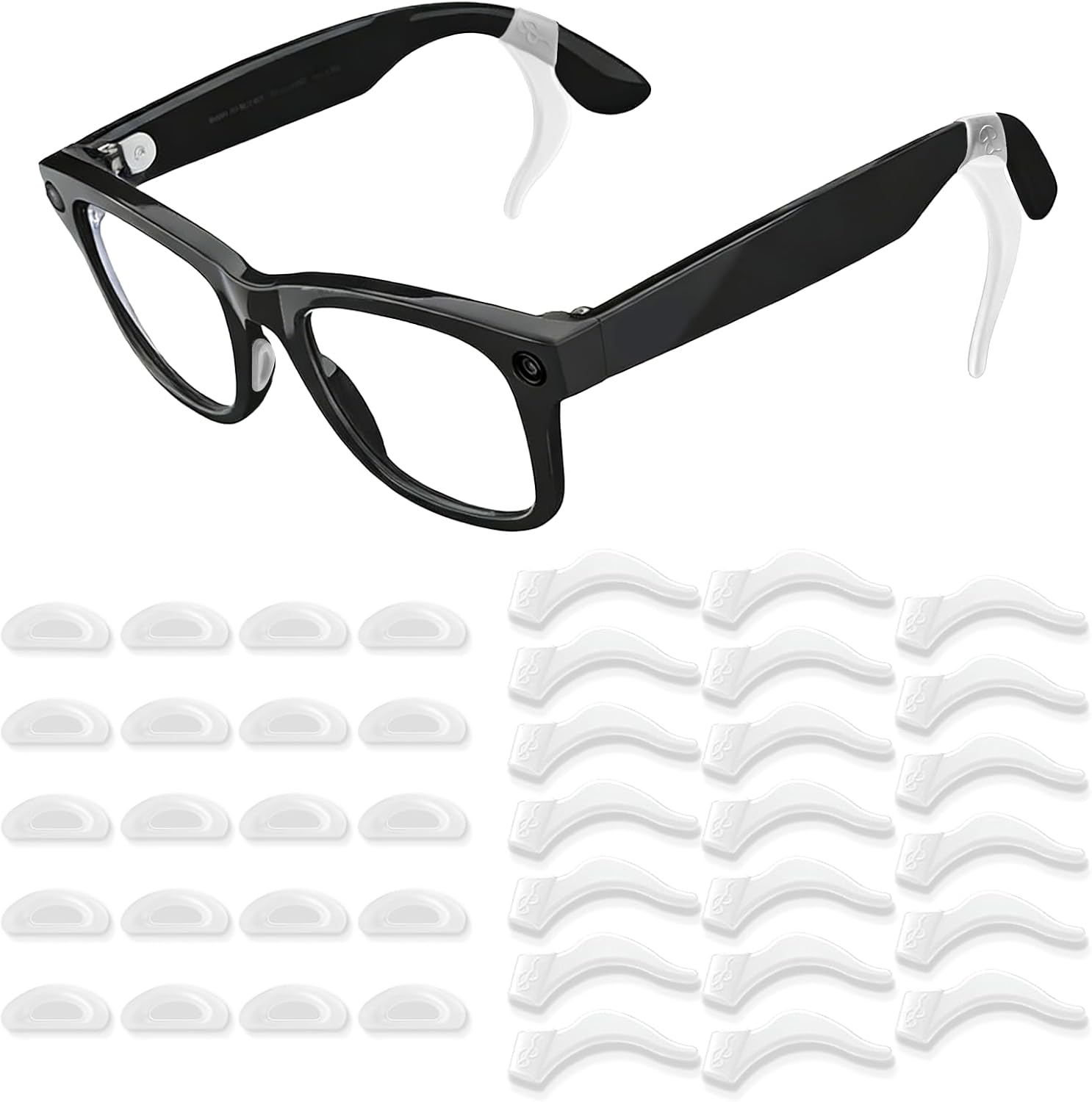 10 Pairs Eyeglass Ear Grips with Nose Pads for RayBan Metaa, Non-Slip Comfort Silicone Glasses Ear Hook with Nose Pads