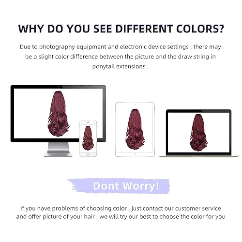 Miniatura 324 de Brown ponytail extension,16" claw clip hair extensions ponytail short curly hair ponytail Extension Natural Looking Synthetic Hairpiece for Women