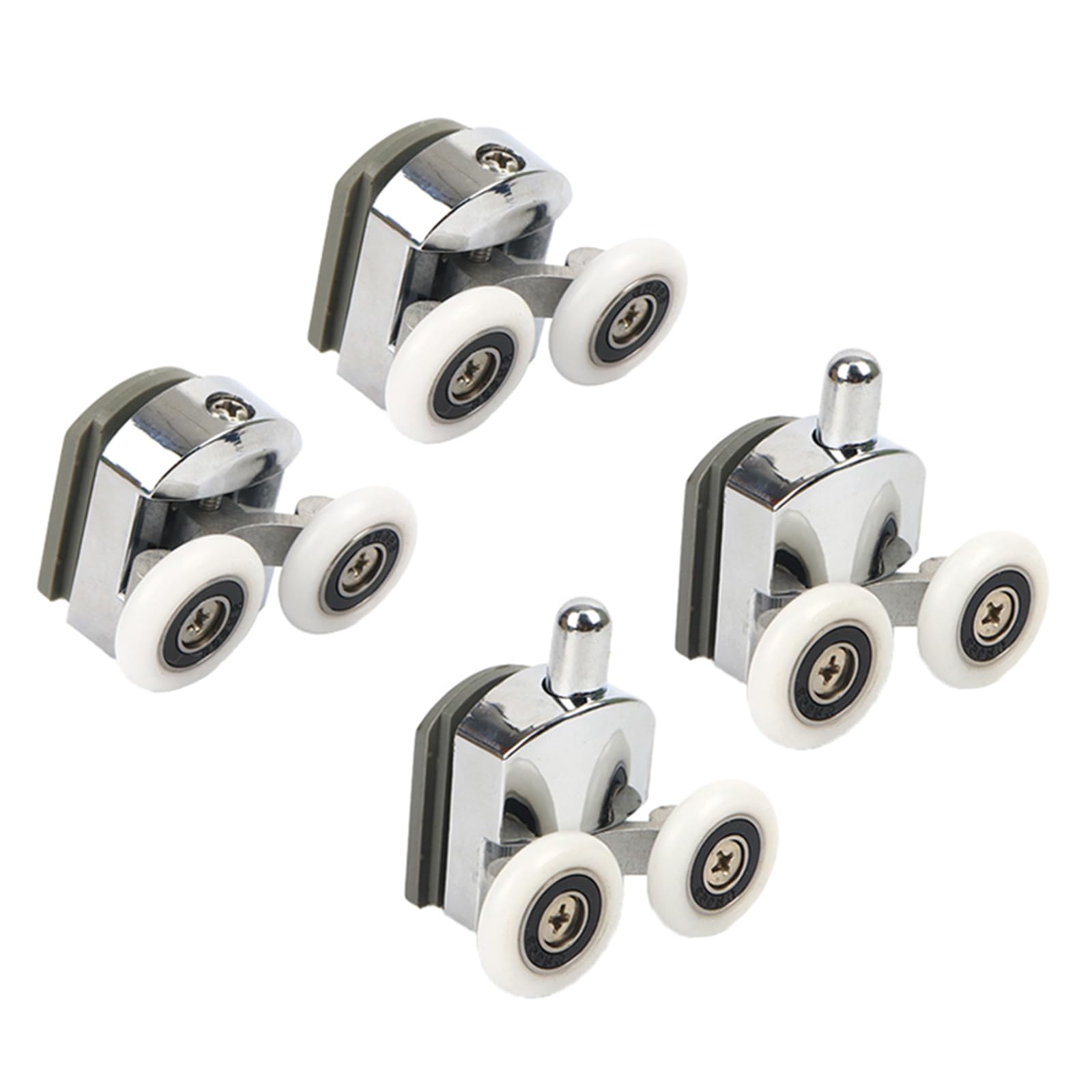 Juego de 4 ruedas para puerta corredera versátiles para puerta de ducha con altura ajustable para puertas de cristal