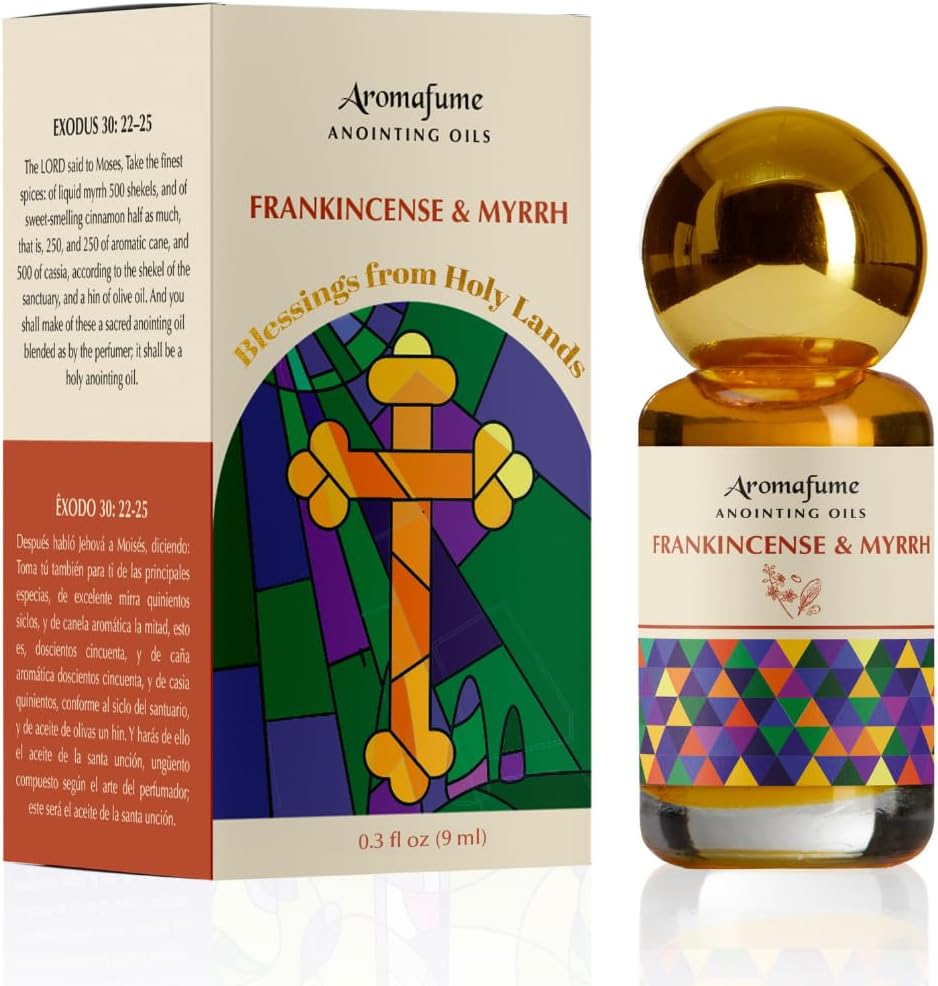 Frankincense & Myrrh Anointing Oil 9ml (0.3 fl oz.) | Blessings from The Holy Lands | Blessed from Jerusalem with Biblical Spices | Christian Gifts | Holy Oil for Prayer and Protection