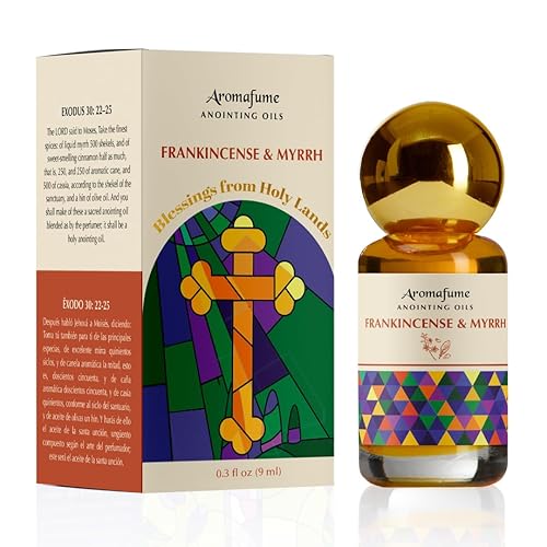 Frankincense & Myrrh Anointing Oil 9ml (0.3 fl oz.)| Blessings from the Holy Lands | Blessed Olive Oil with Biblical Spices from Jerusalem | Christmas Gifts | Holy oil for prayer and protection - Frankincense & Myrrh - 9 ml