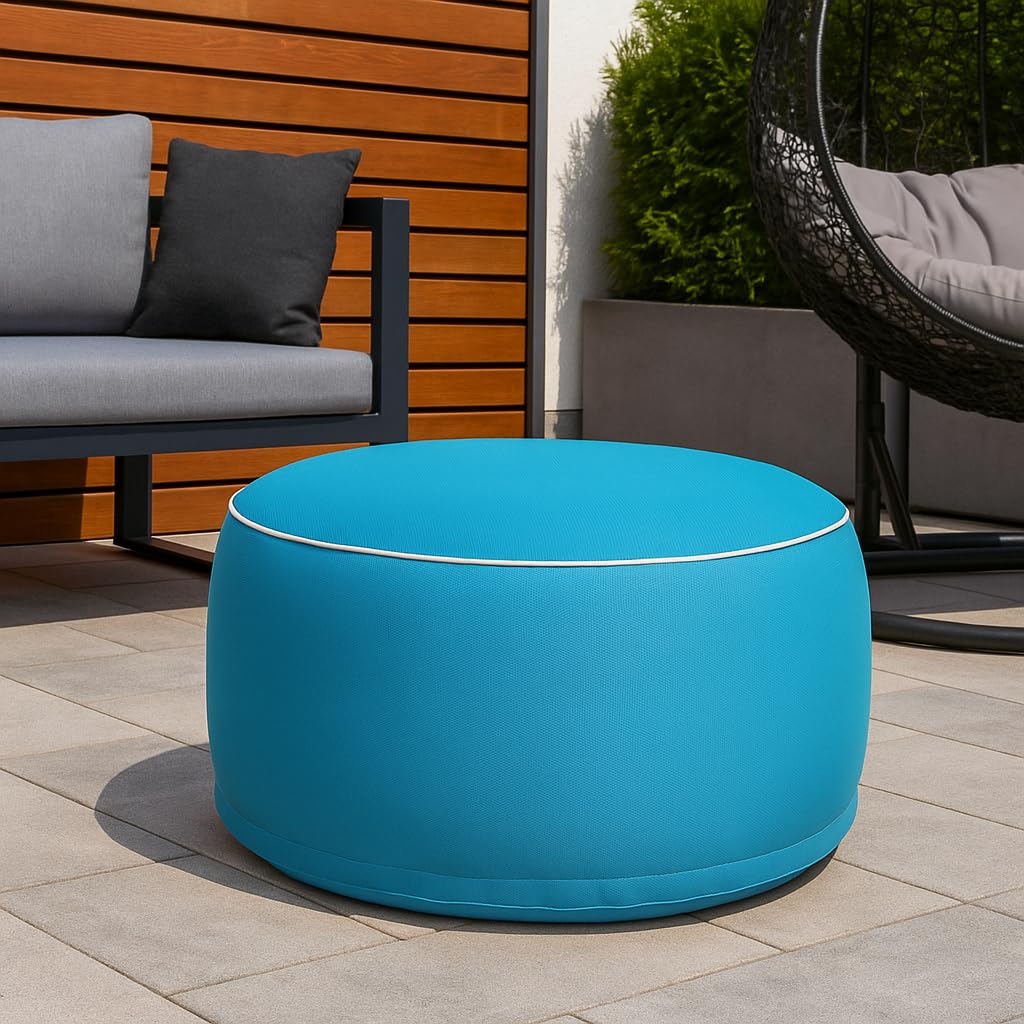 Brandsseller Pouf Gonfiabile per Esterni, Pouf Ø 55 x 25 cm, Impermeabile per Giardino, Terrazza, Soggiorno e Spiaggia, Resistente alle Intemperie e Facile da Pulire