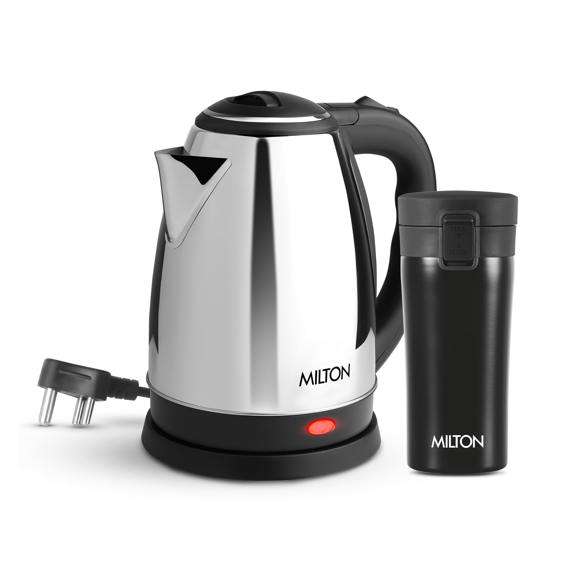 MILTON Go Electro 1.5L Fast Boil Kettle 1350W with 3x Safety Protection + 350ml Double Wall Vacuum Insulated Coffee Mug with Strainer, Stainless Steel Hot & Cold Combo for Home, Office, Travel,Gifting-picture-27