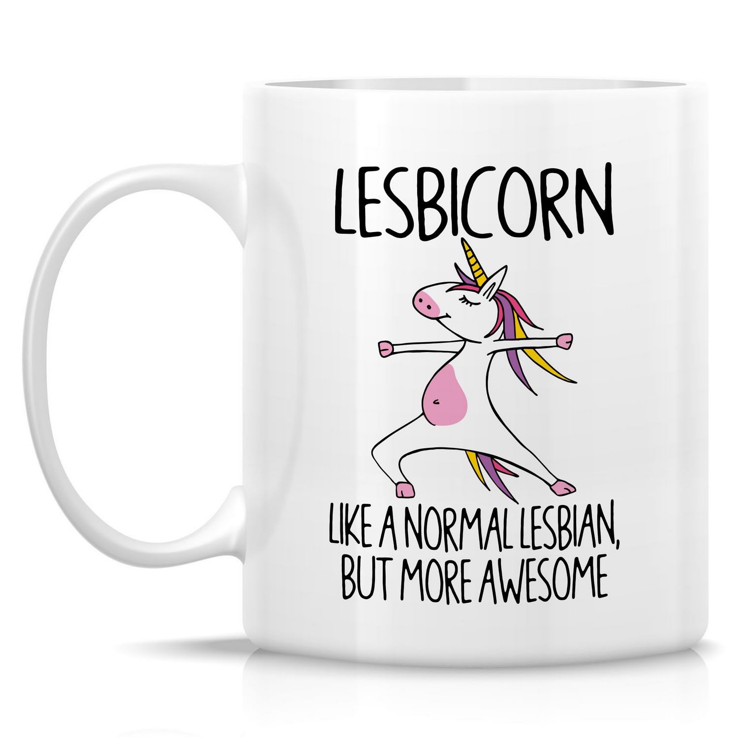 Retreez Funny Lesbian Mug Gift Awesome Lesbicorn Unicorn LGBT LGBTQ Equality Pride 11 Oz Ceramic Coffee Mugs - Sarcastic Motivational Inspirational birthday gifts for bestie her friend coworker sister