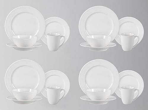 Miniatura 3 de HomeVss, nuevo juego de vajilla de 20 piezas de perlas en relieve de porcelana de hueso