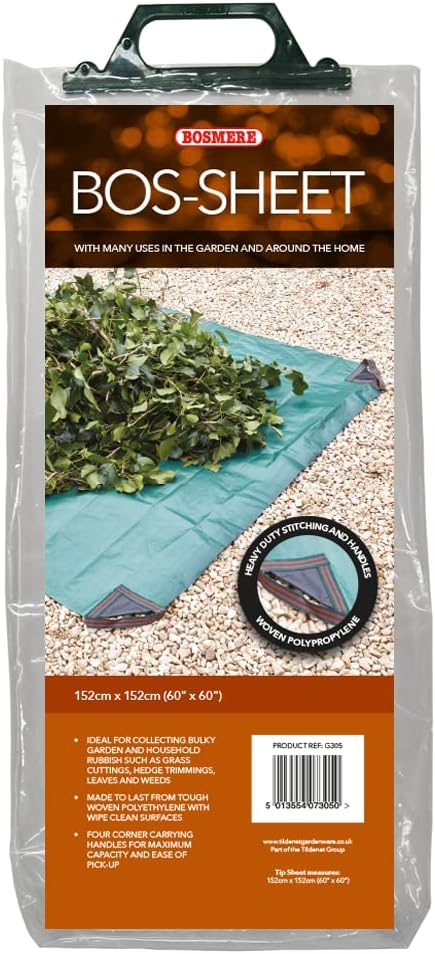 Bosmere Yard Waste Tarp, Heavy Duty Garden Tarp with Reinforced Corner Handles, UV Resistant Coating, 60-inch x 60-inch, Green image 3