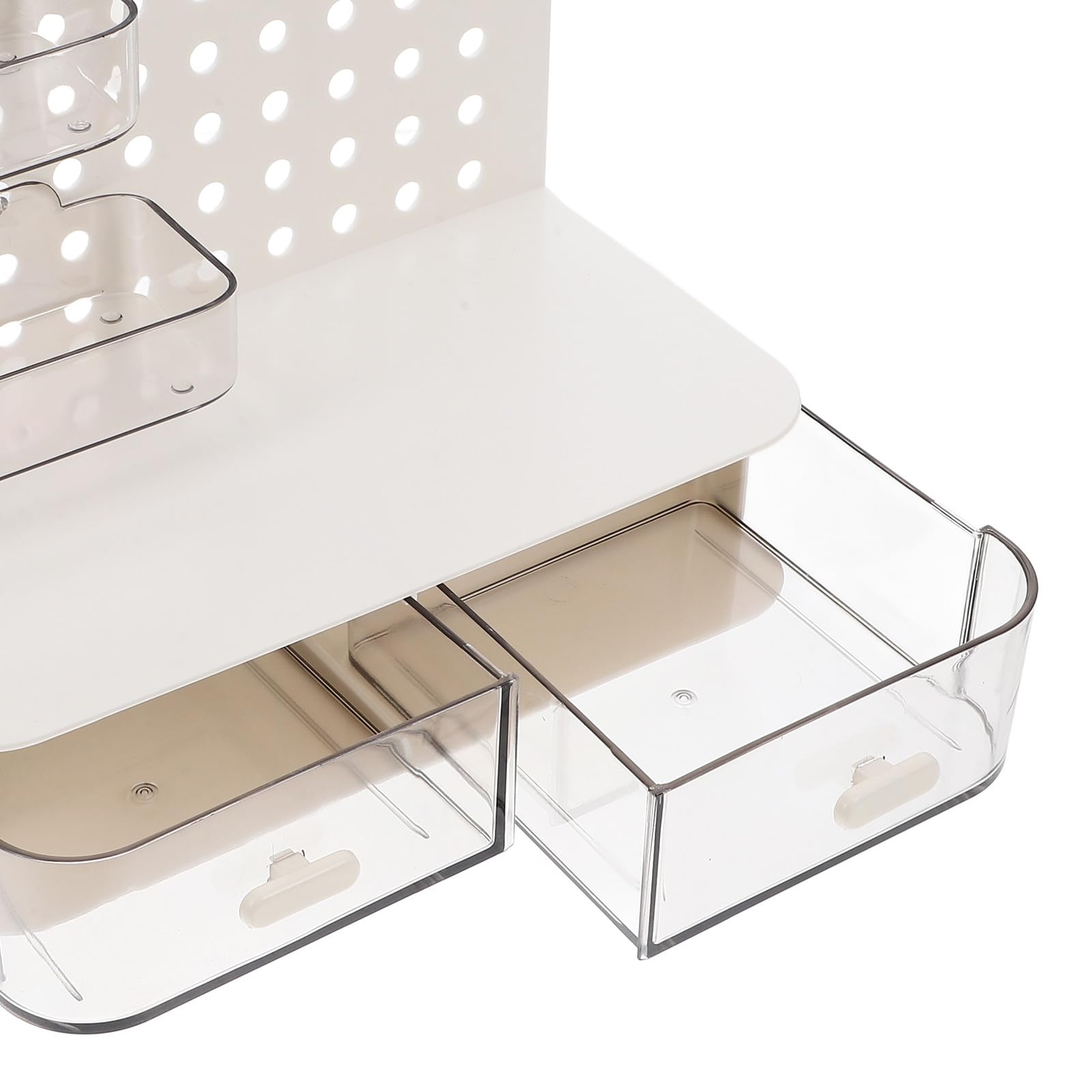Abaodam Organizer da Scrivania Capacità Ampia in Plastica Bianco con Design Inclinato a Livelli per Cosmetici e Attrezzi, per Ufficio e Soggiorno Minimalista