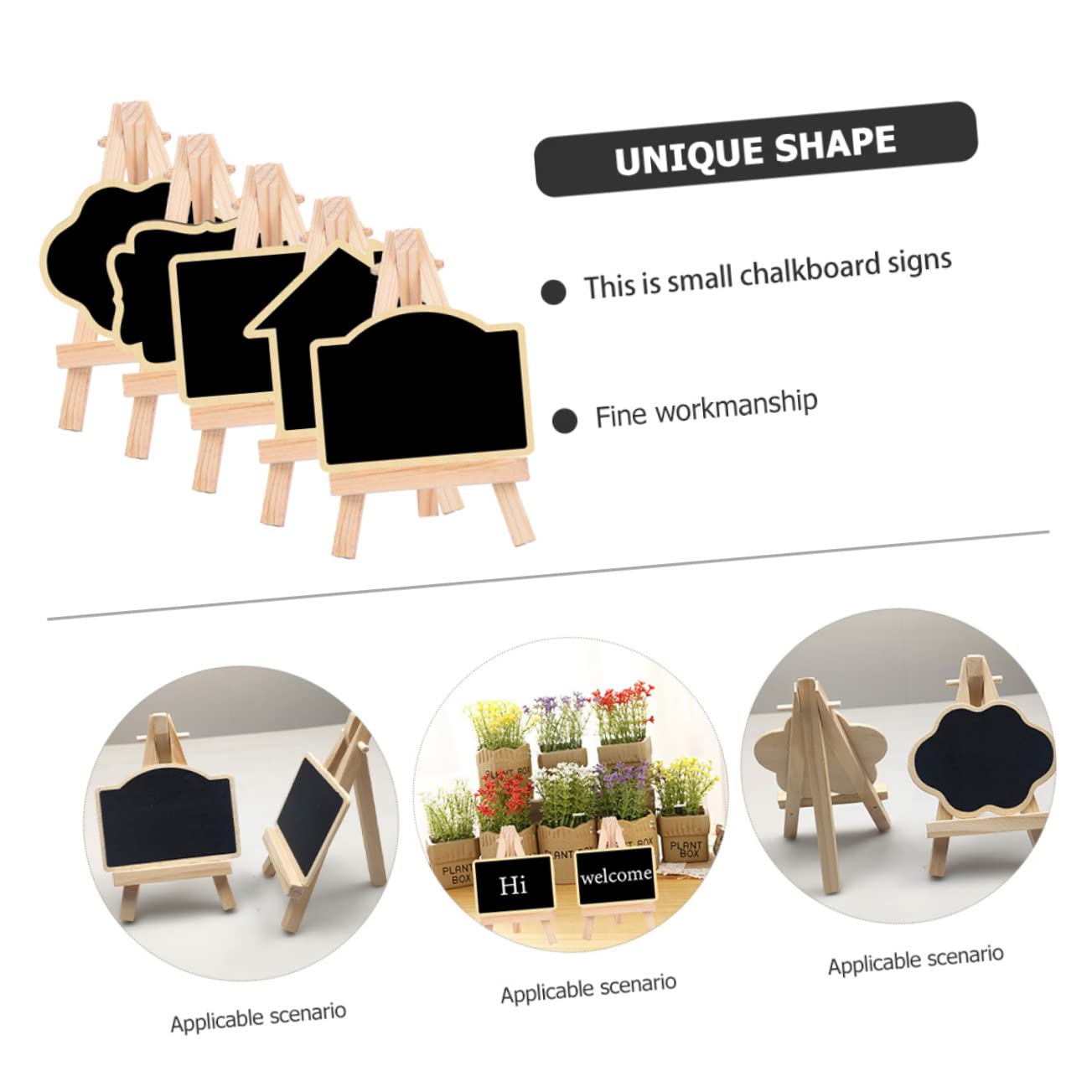 STOBOK 20stücke Teiliges Holz-memo-board Mit Stativ Dekorative Schiefertafeln Für Nachrichten Hochzeiten Partys Küche Und Garten Vielseitige Einsatzmöglichkeiten Für Kreative