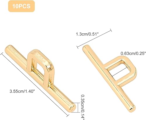Miniatura 3 de WADORN 10 cierres de palanca de metal, conectores de cierre de barra en T cuadrada de aleación, cierres de joyería dorados, hebilla de bolsa para