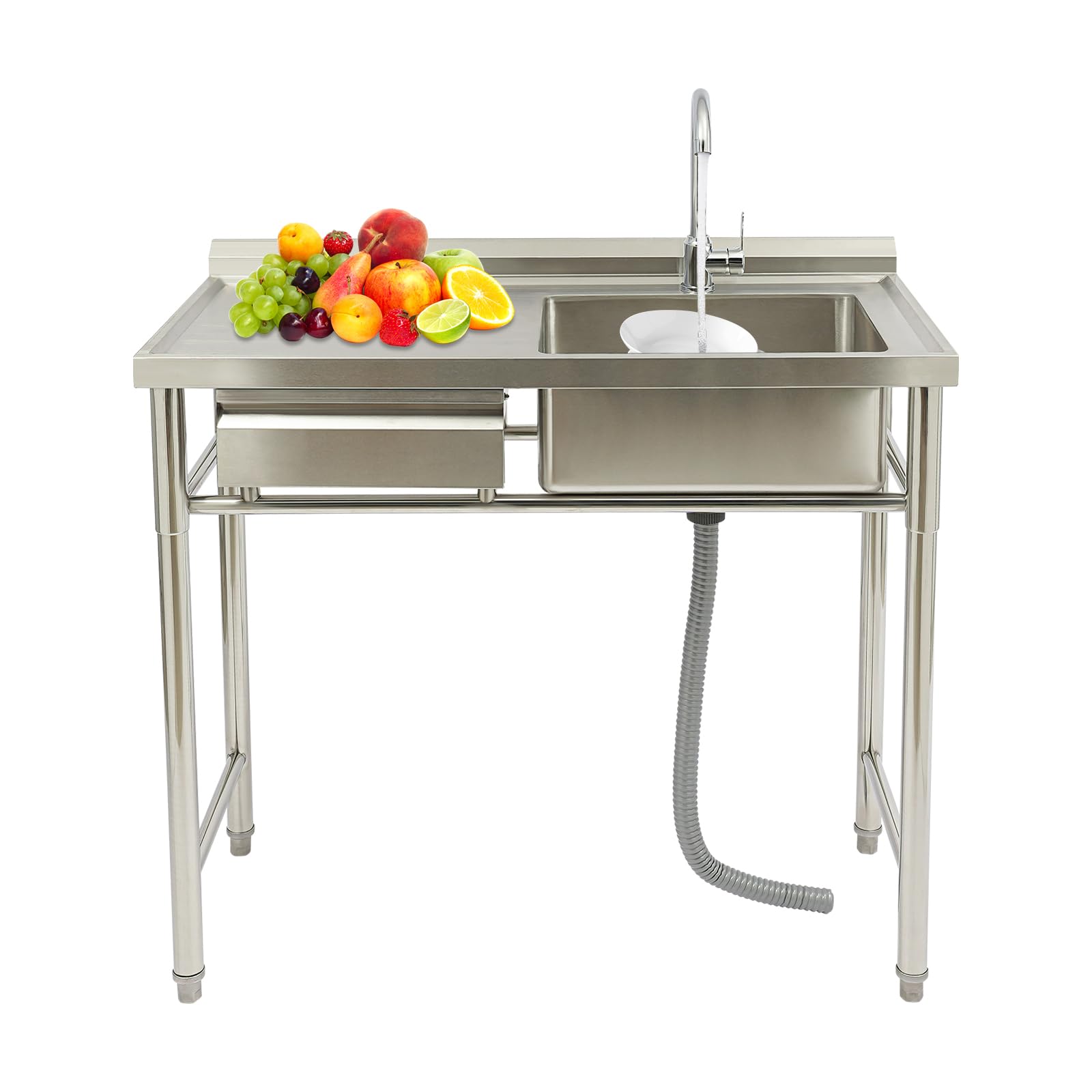 Évier utilitaire en inox anti-rouille grande cuve pour nettoyer sans éclabousser la pièce