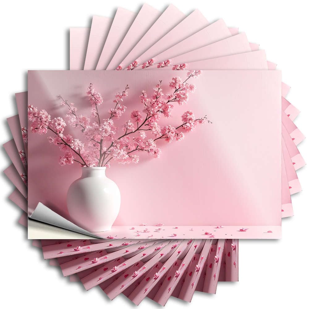 Mimosa Bar Decor, Funny Sticker Funny Hat Quote Stickers, Smiley Face No Residue Decals for Luggage | Interior Party Favor Custom A Vase of Pink Flowers On A Pink Background(6X9CM)