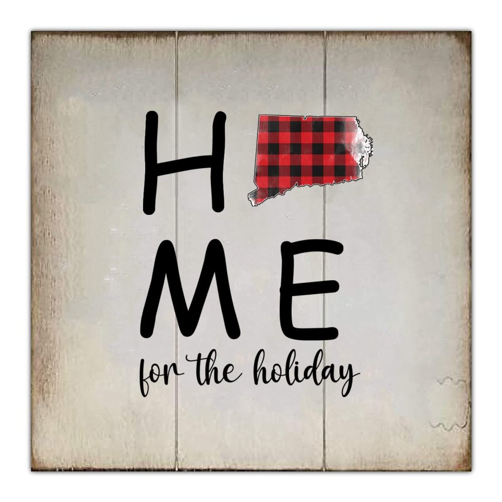 Connecticut Buffalo Check Home for The Holiday Wood Sign Wall Plaque Christian Scripture Wood Panels Vintage Woodshop Garage Wall Decoration For Laundry Room Bathroom Bedroom Home 12inX12in