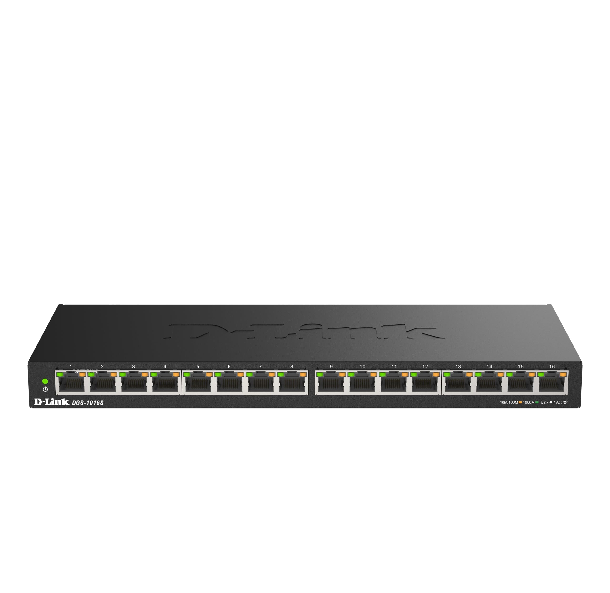 D-Link DGS-1016S 16-Port Gigabit Unmanaged Switch, Fanless, Low Profile, Metal Housing, Desktop/Wall Mount, Plug-and-Play, 802.1p QoS, 802.3az EEE black DGS-1016S
