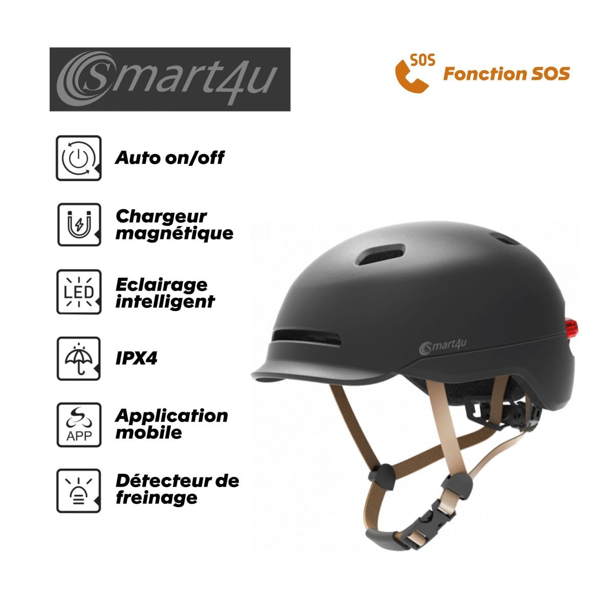 SMART4U SH50U M Casque pour Adulte, Unisexe, Taille M Noir
