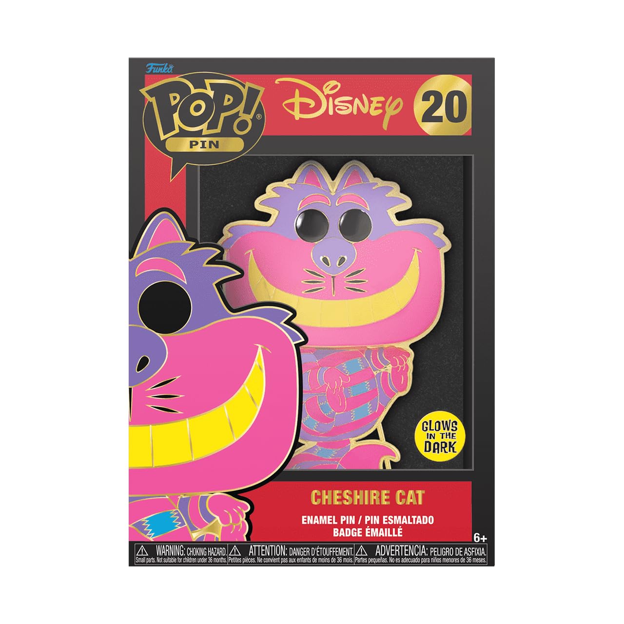 Funko Pop! Duża emaliowana przypinka Disney Alice: Cheshire Cat CHASE - Alicja w krainie czarów emaliowane przypinki - urocza broszka kolekcjonerska - do plecaków i toreb - pomysł na prezent - dla