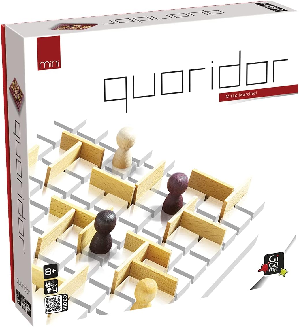 Gigamic , Quoridor Mini, Family Game, Wooden Game, 2-4 Players, from 8+ Years, 15 Minutes, German, Multilingual