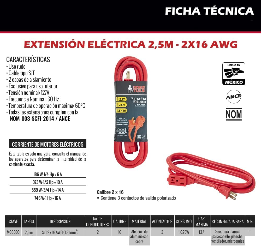 EXTENSION CORDS 2x16 MTS 2.5 RUGGED