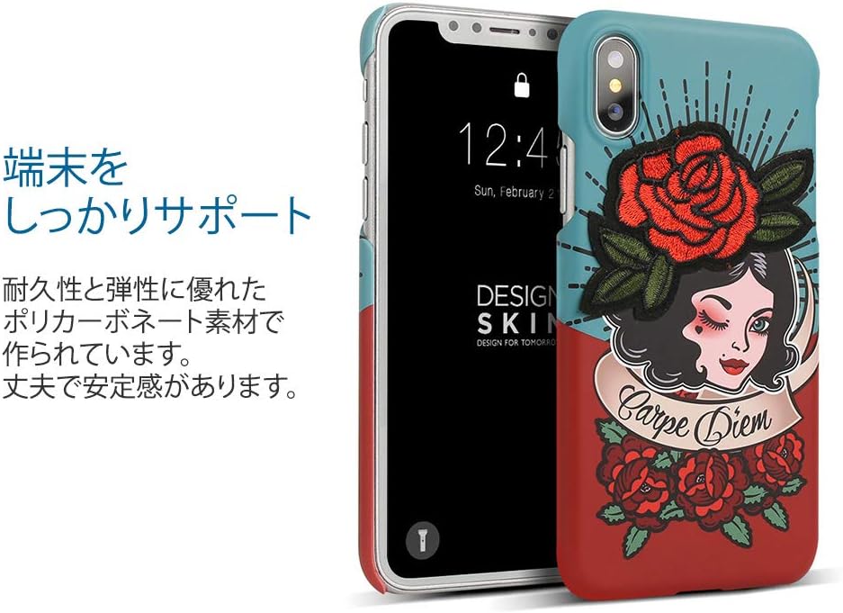 Design Skin GRAFT Wappen DSK14715i65 iPhone Xs Max Case, 6.5-Inch iPhone Cover, Supports Wireless Charging, Carpe Diem/Rose