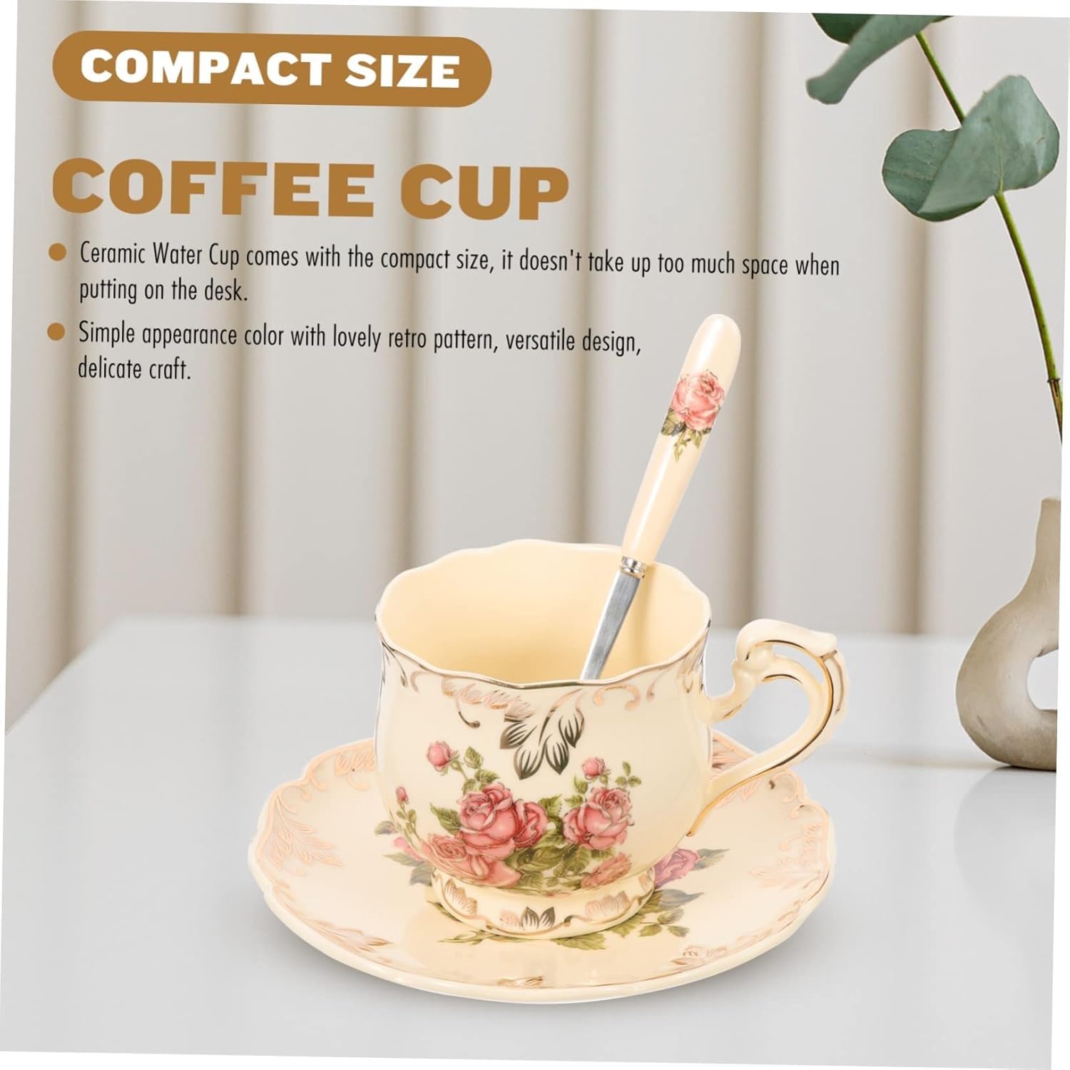Kubek ceramiczny 2 zestawy Filiżanka do herbaty kwiatowej Ceramiczny kubek do mleka Szklane filiżanki do espresso Wystrój w stylu vintage Kubki do kawy z porcelany kostnej Filiżanka w kształcie serca
