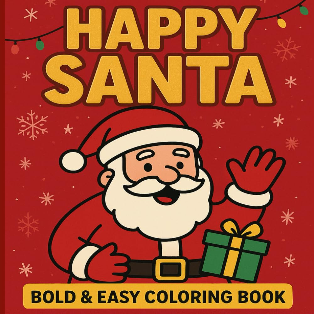 Bold & Easy Happy Santa Coloring Book: Large Print Christmas Coloring Pages featuring Santa Claus, Reindeer & Festive Fun for Kids, Adults & Seniors | ... Holiday Designs (Bold & Easy Coloring Books)