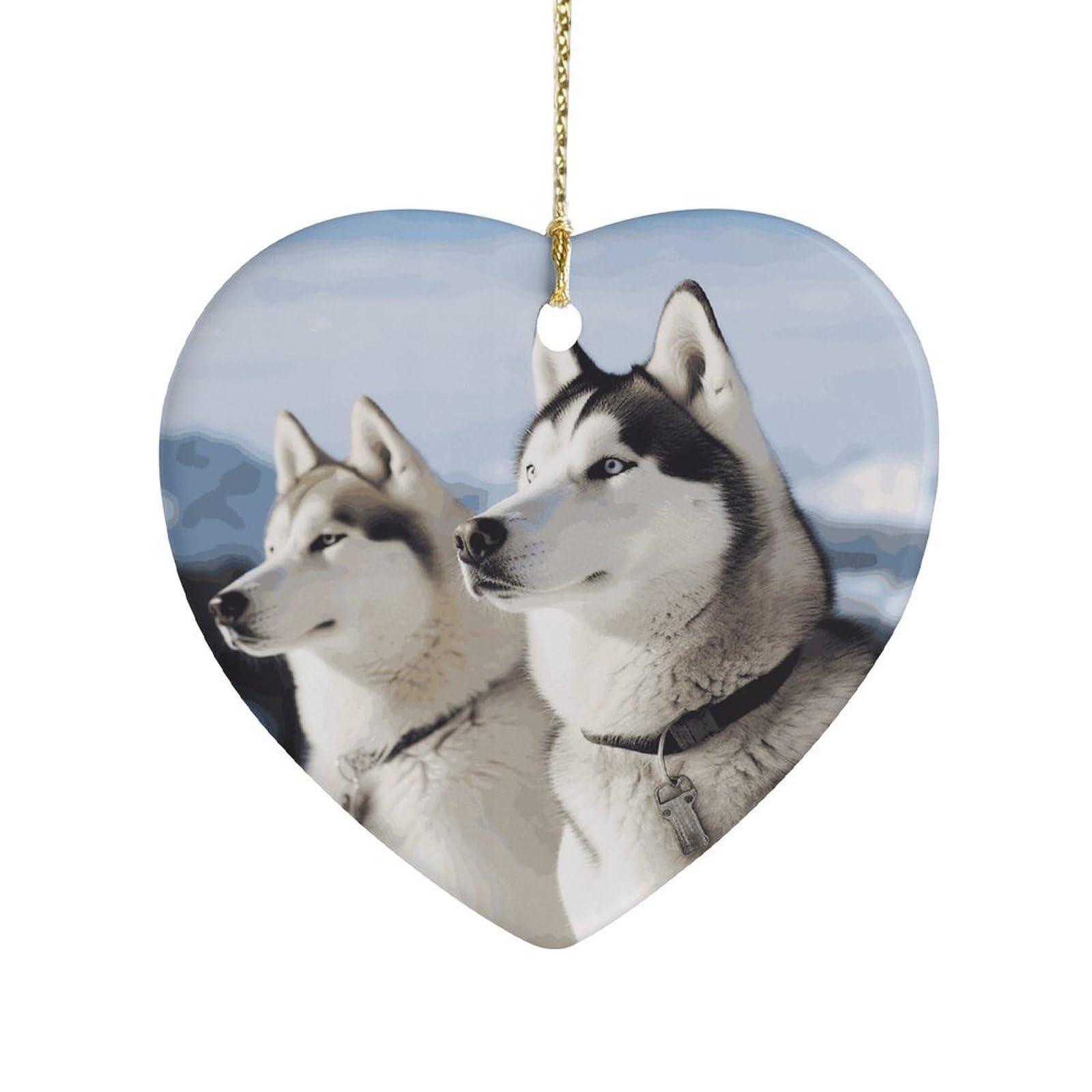 Fekiloot Style Husky Dogs Ceramic Ornament Home Decor Keepsake