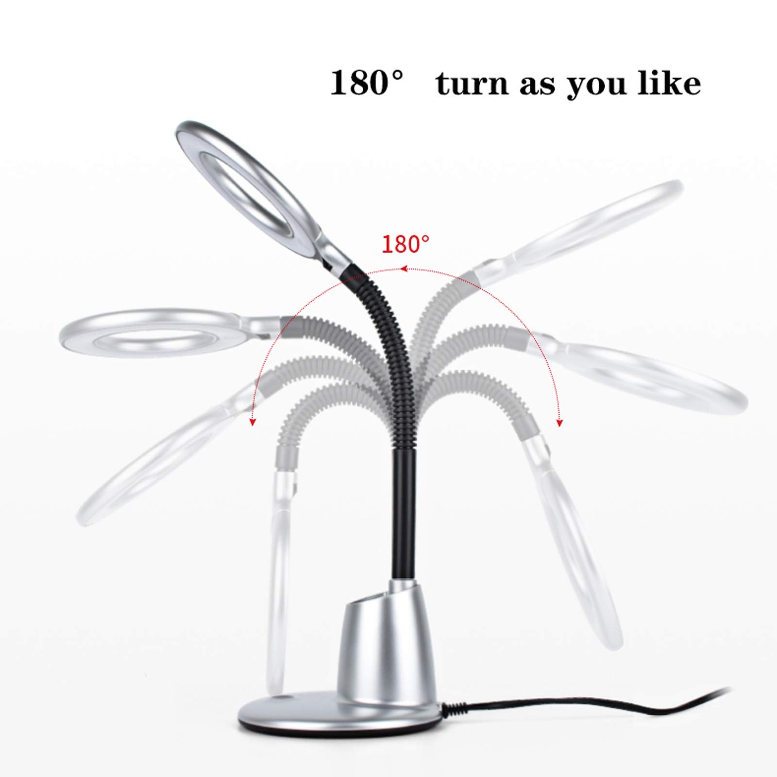 Lámpara Escritorio LED Lámpara de escritorio LED con 3 niveles de brillo de nivel 9W Enchufe luces de lectura, lámpara de escritorio anticuada para lectura, estudio y oficina (gris / plata) Flexo de E